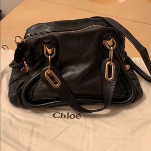 Chloe PARATY Medium Leather Satchel bag in black